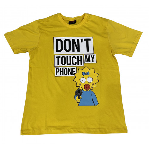 Simpsons - Lisa Don't Touch My Phone (T-Shirt) Sarı